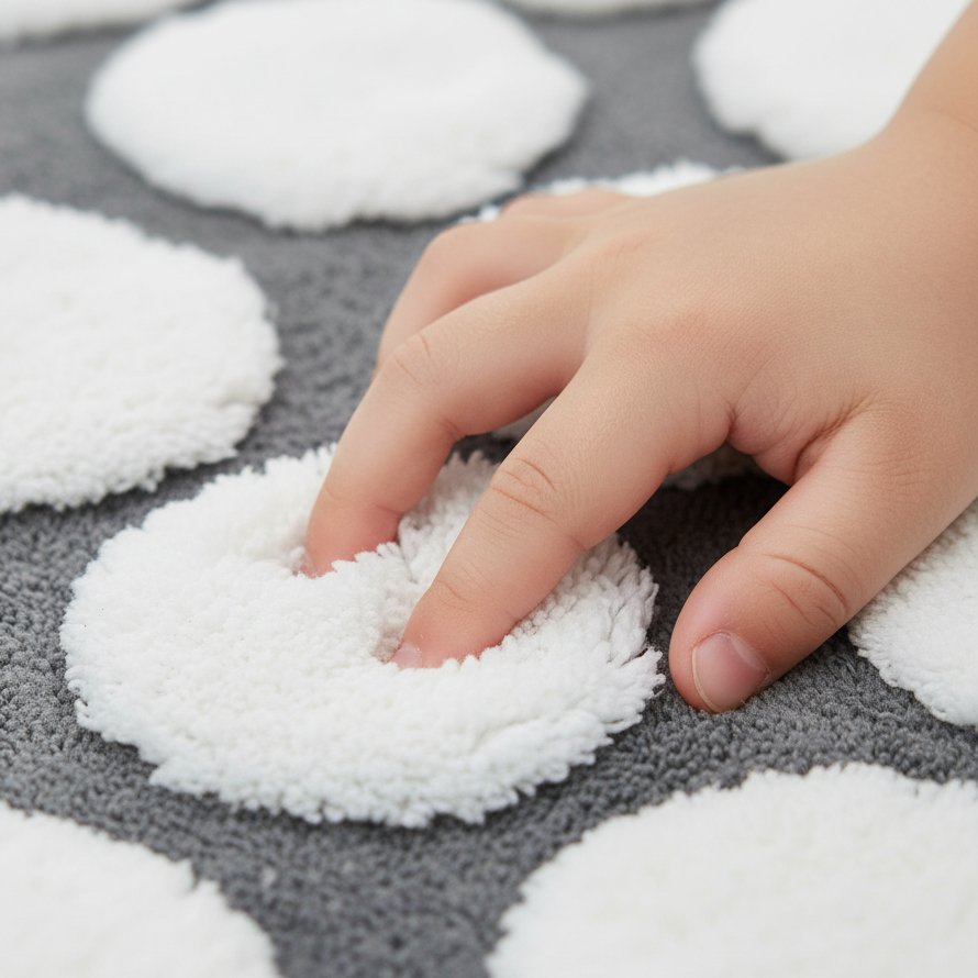 Polka Cotton Bath Mat with Anti-Slip - 40x60cm, Grey