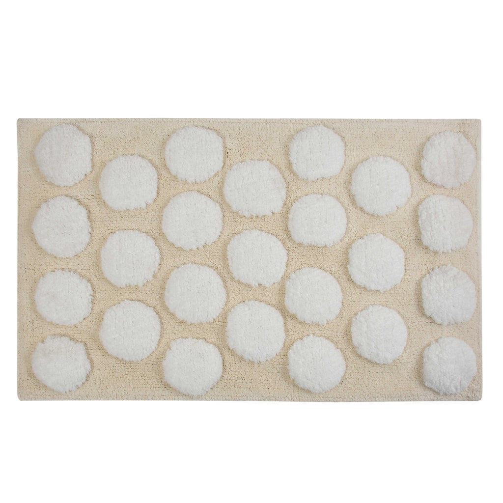 Polka Cotton Bath Mat with Anti-Slip - 40x60cm, Ivory
