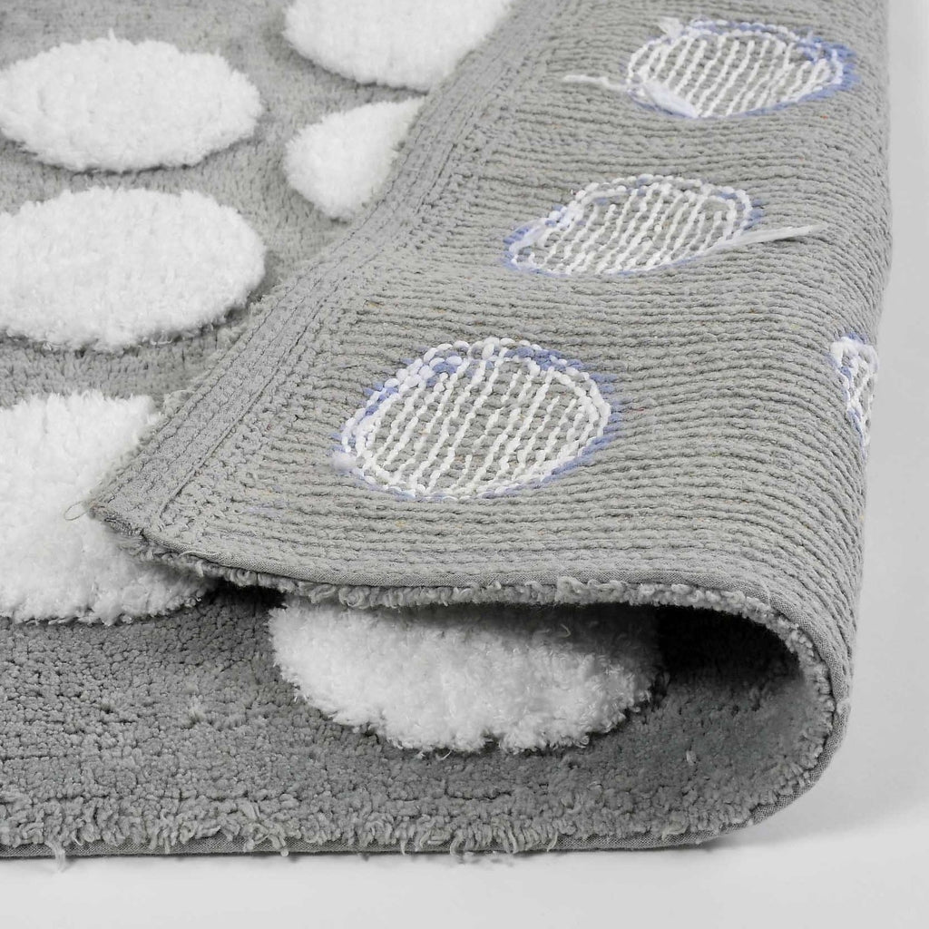 Polka Cotton Bath Mat with Anti-Slip - 50x80cm, Light Grey