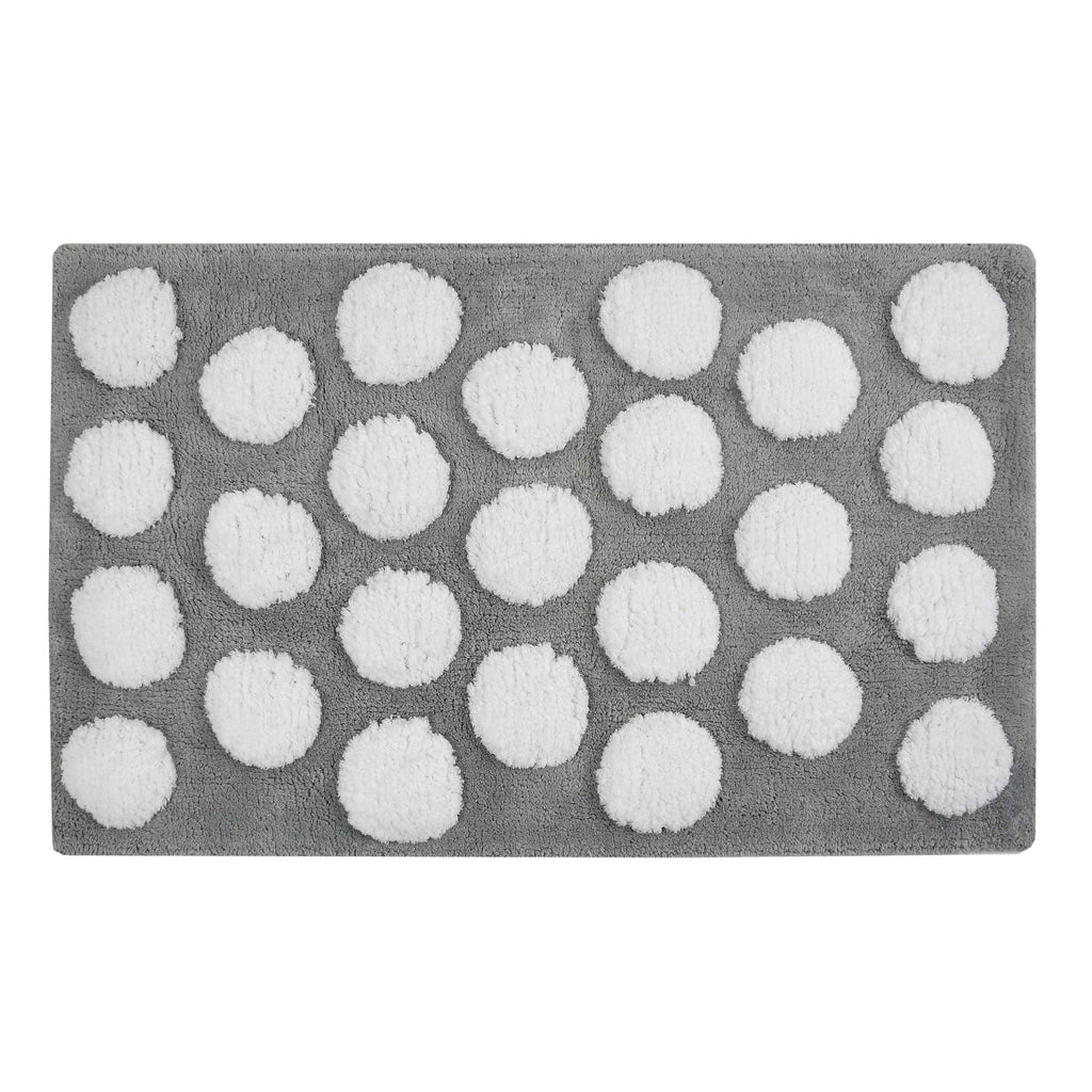 Polka Cotton Bath Mat with Anti-Slip - 50x80cm, Light Grey