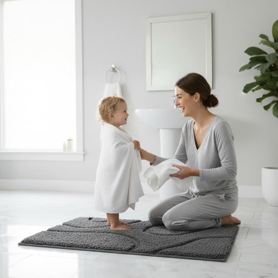 Wiva Cotton Bath Mat with Anti-Slip - 50x80cm, Grey