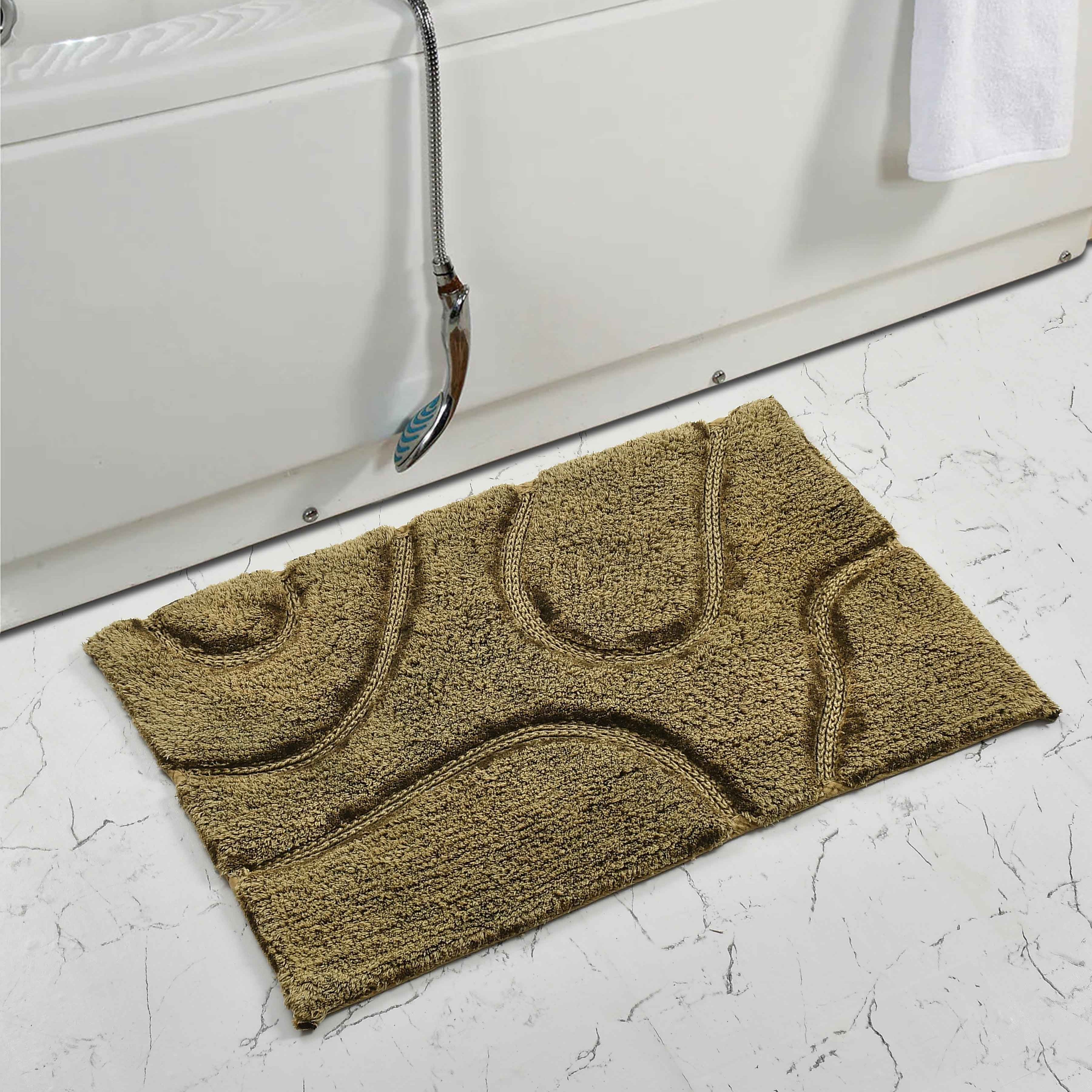 Wiva Cotton Bath Mat with Anti-Slip - 50x80cm, Olive Green