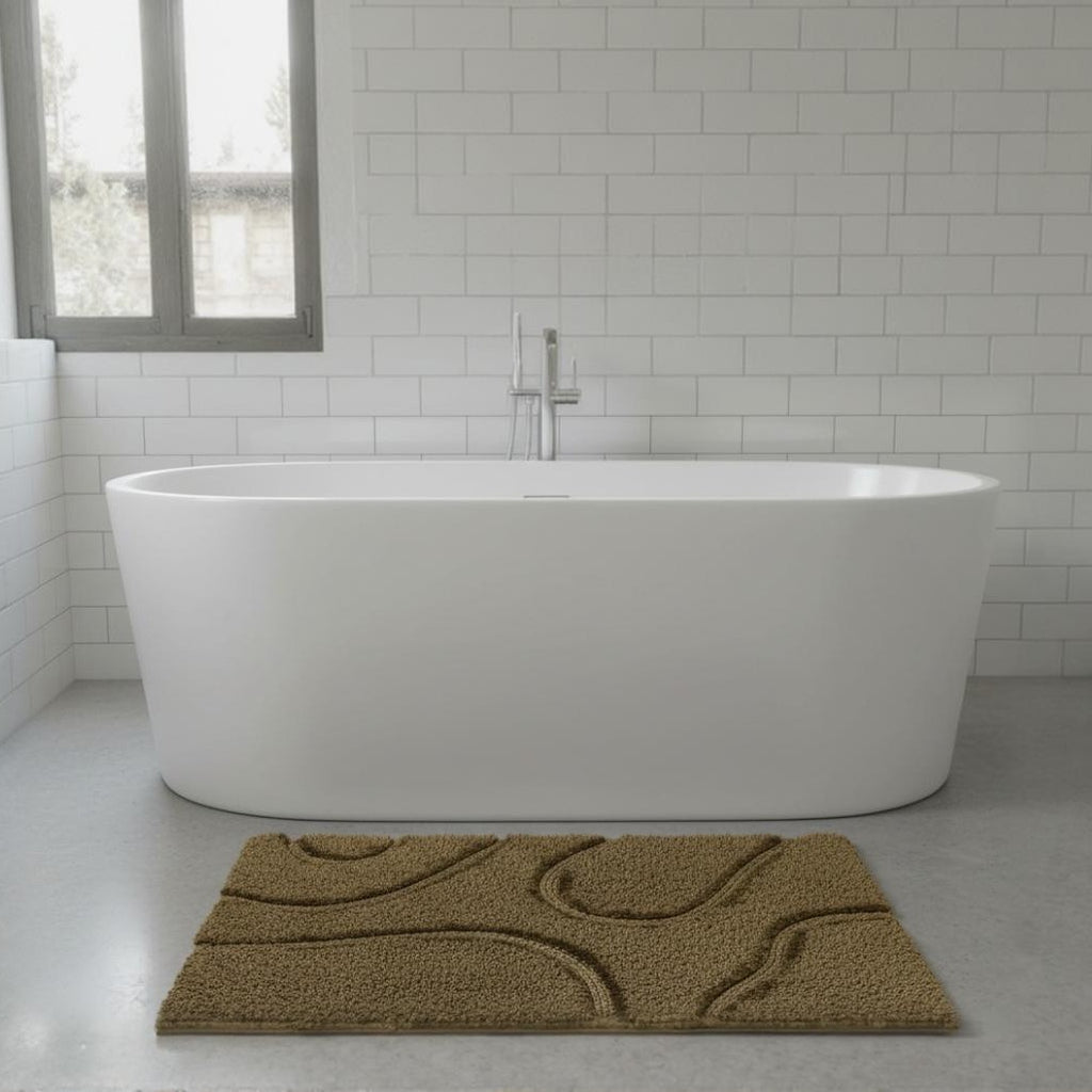 Wiva Cotton Bath Mat with Anti-Slip - 50x80cm, Olive Green