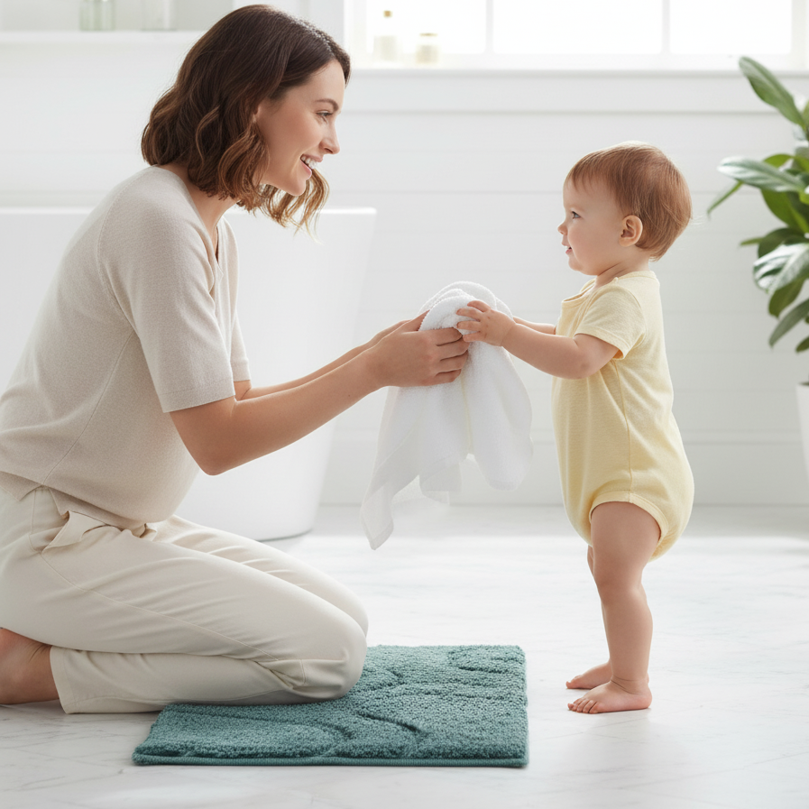 Wiva Cotton Bath Mat with Anti-Slip - 50x80cm, Jade