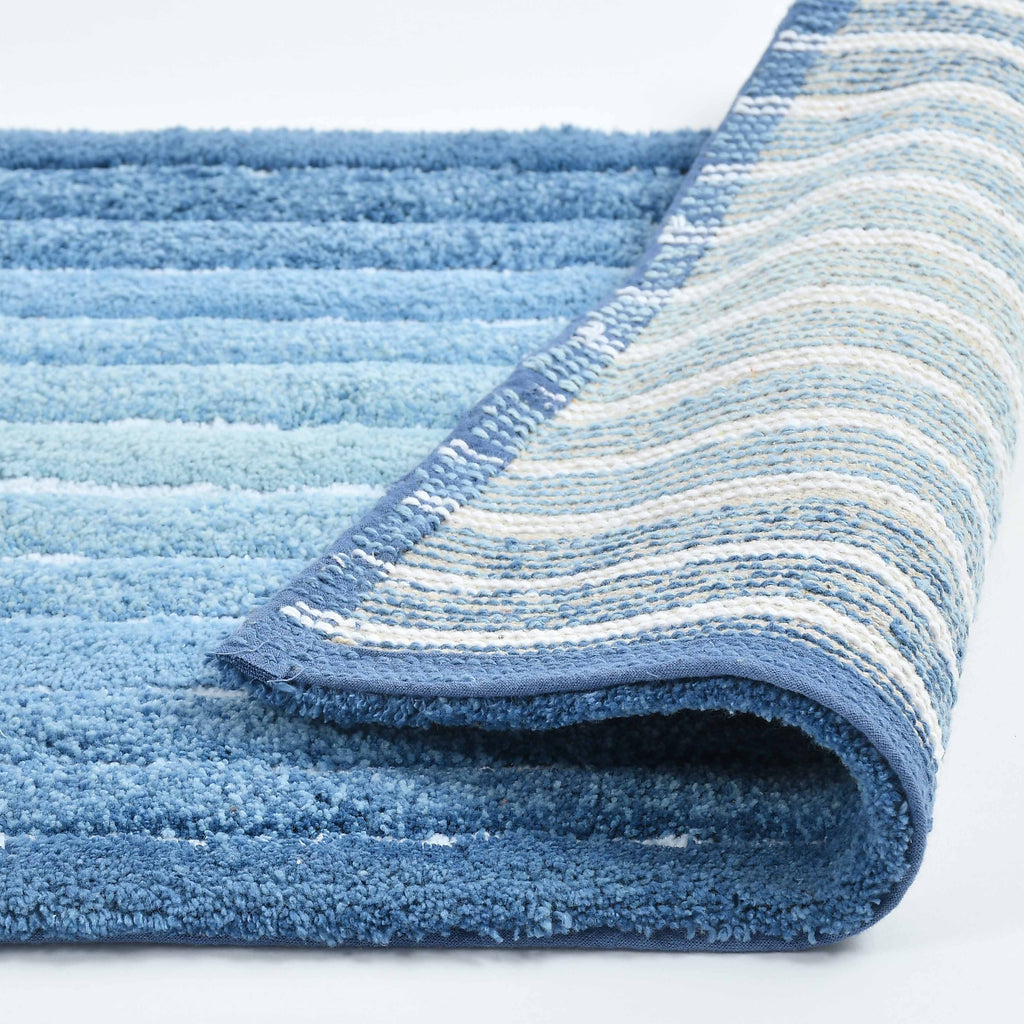 Ombre Cotton Bath Mat with Anti-Slip - 40x60cm, Blue