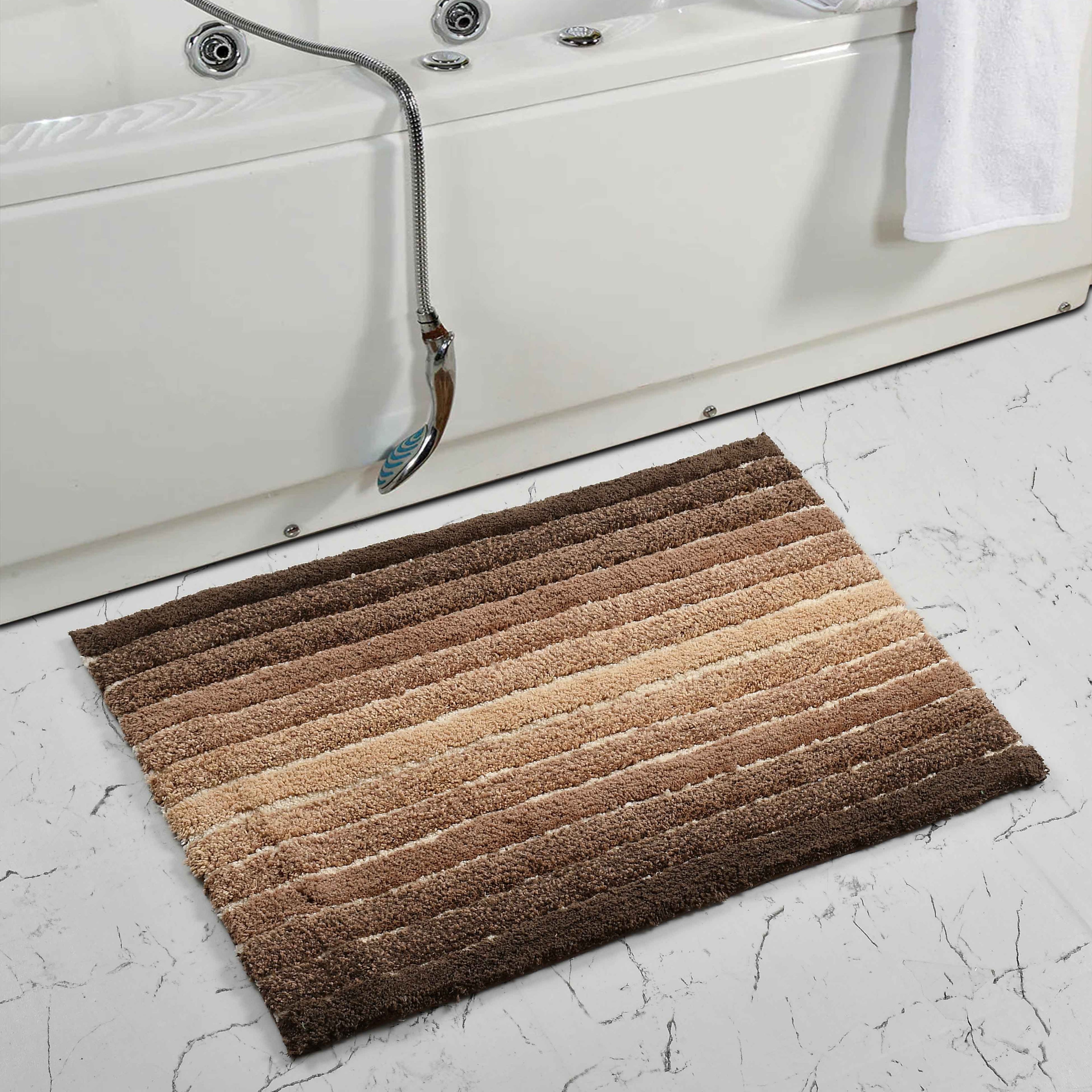 Ombre Cotton Bath Mat with Anti-Slip - 50x80cm, Brown