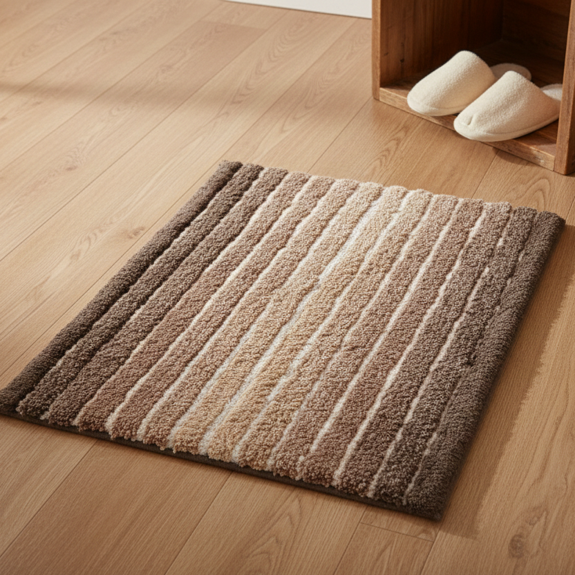 Ombre Cotton Bath Mat with Anti-Slip - 50x80cm, Brown