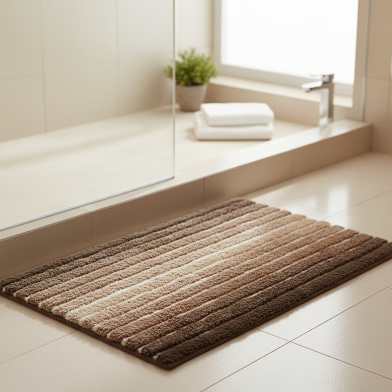 Ombre Cotton Bath Mat with Anti-Slip - 50x80cm, Brown