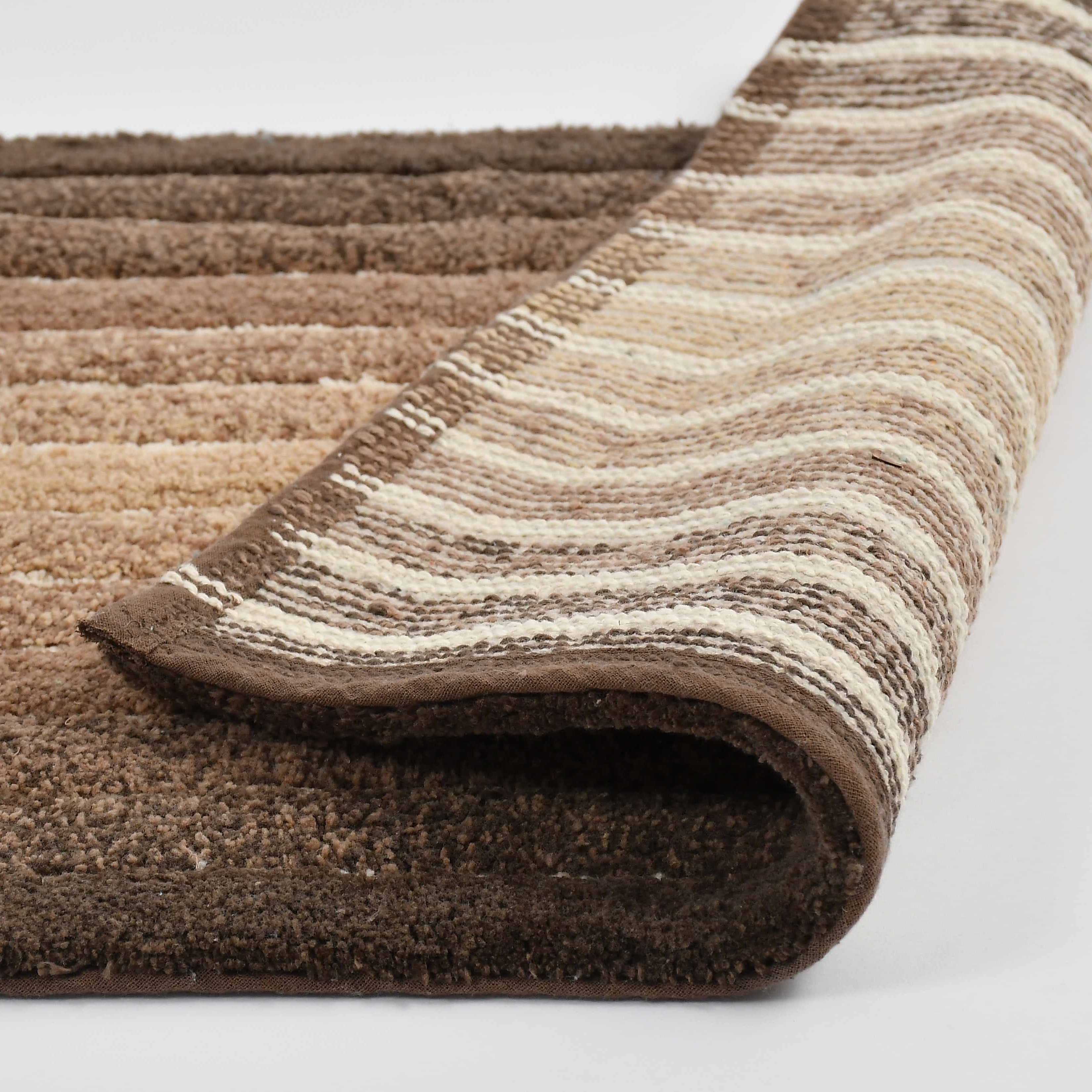 Ombre Cotton Bath Mat with Anti-Slip - 50x80cm, Brown