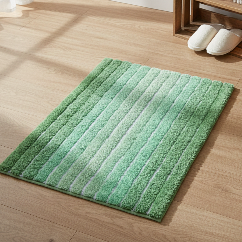 Ombre Cotton Bath Mat with Anti-Slip - 40x60cm, Green