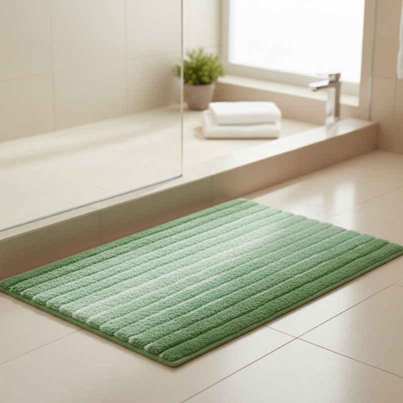 Ombre Cotton Bath Mat with Anti-Slip - 40x60cm, Green