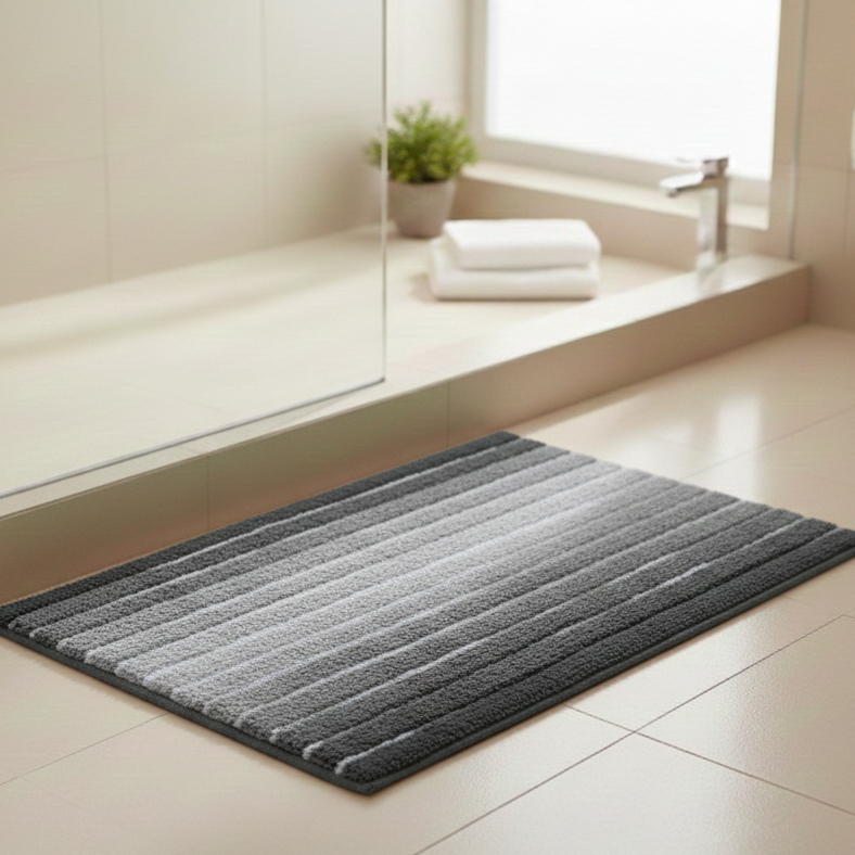 Ombre Cotton Bath Mat with Anti-Slip - 50x80cm, Grey