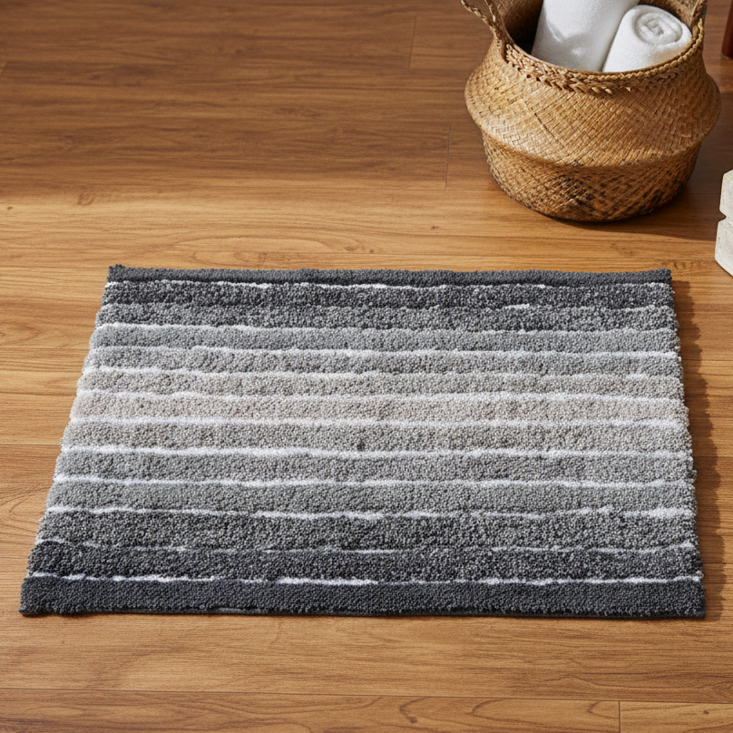 Ombre Cotton Bath Mat with Anti-Slip - 50x80cm, Grey