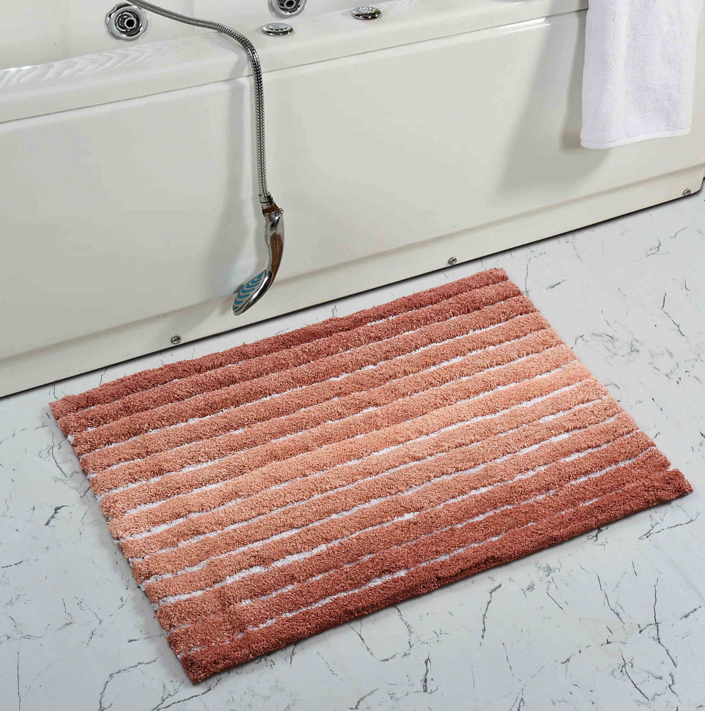 Ombre Cotton Bath Mat with Anti-Slip - 50x80cm, Rust