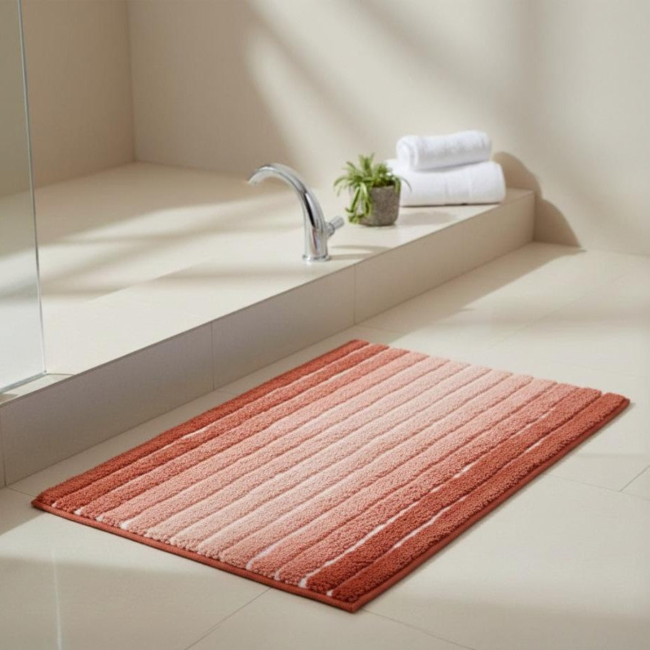 Ombre Cotton Bath Mat with Anti-Slip - 50x80cm, Rust