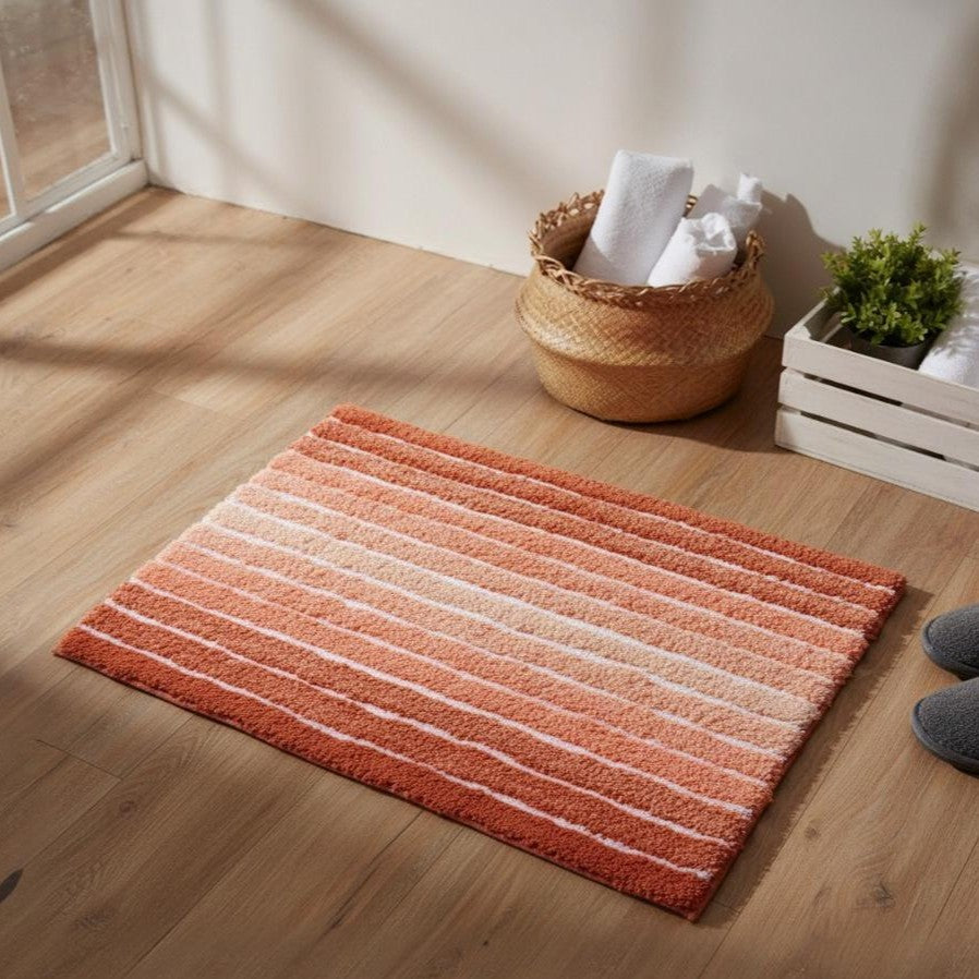 Ombre Cotton Bath Mat with Anti-Slip - 50x80cm, Rust
