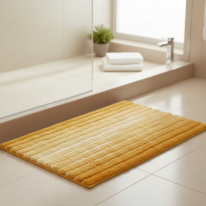 Ombre Cotton Bath Mat with Anti-Slip - 40x60cm, Yellow