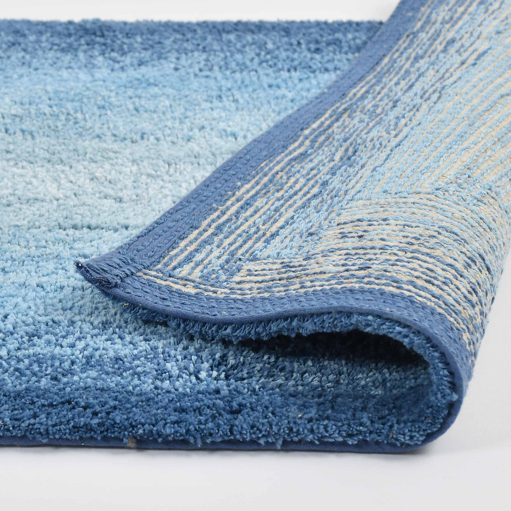 Layera Cotton Bath Mat with Anti-Slip - 40x60cm, Blue
