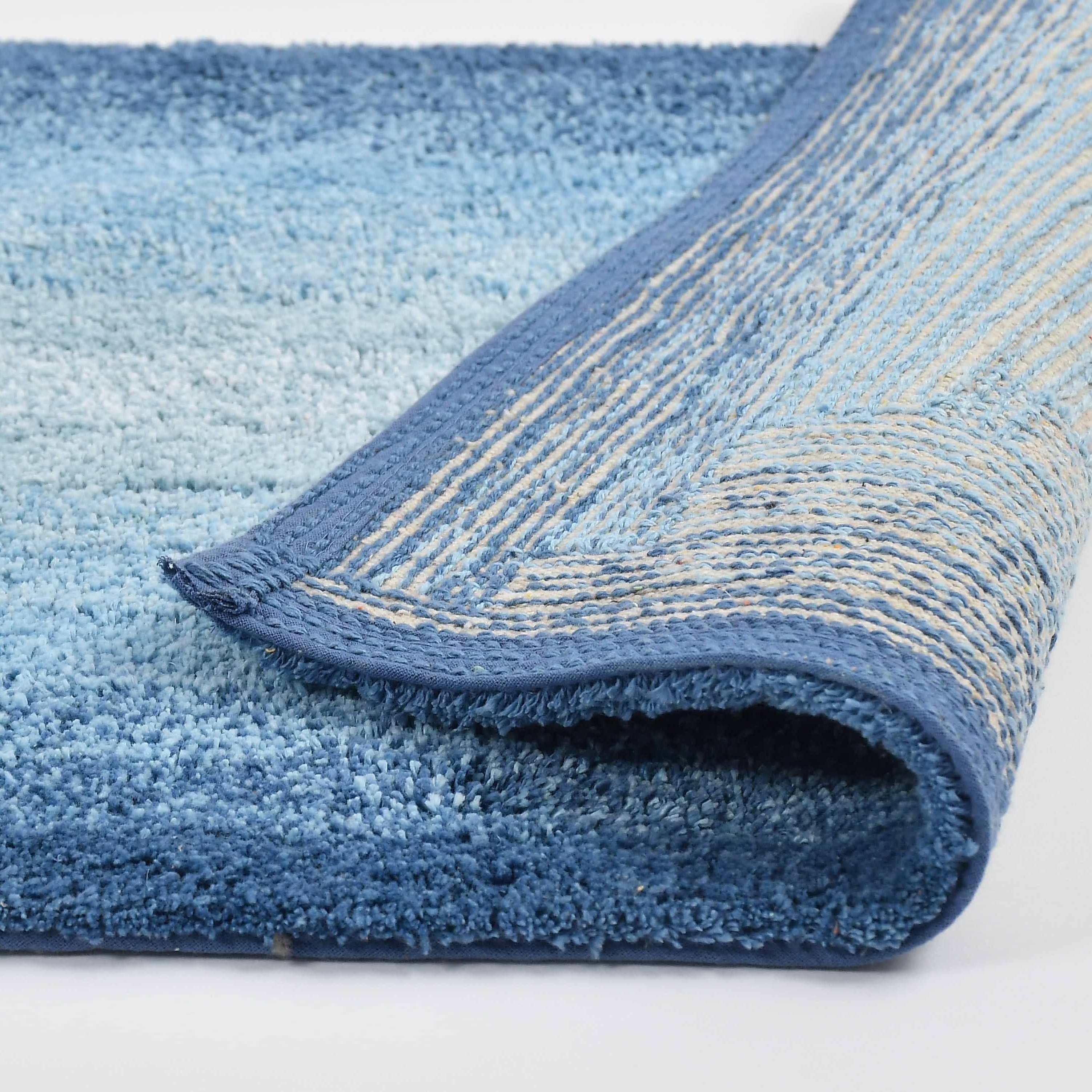 Layera Cotton Bath Mat with Anti-Slip - 40x60cm, Blue