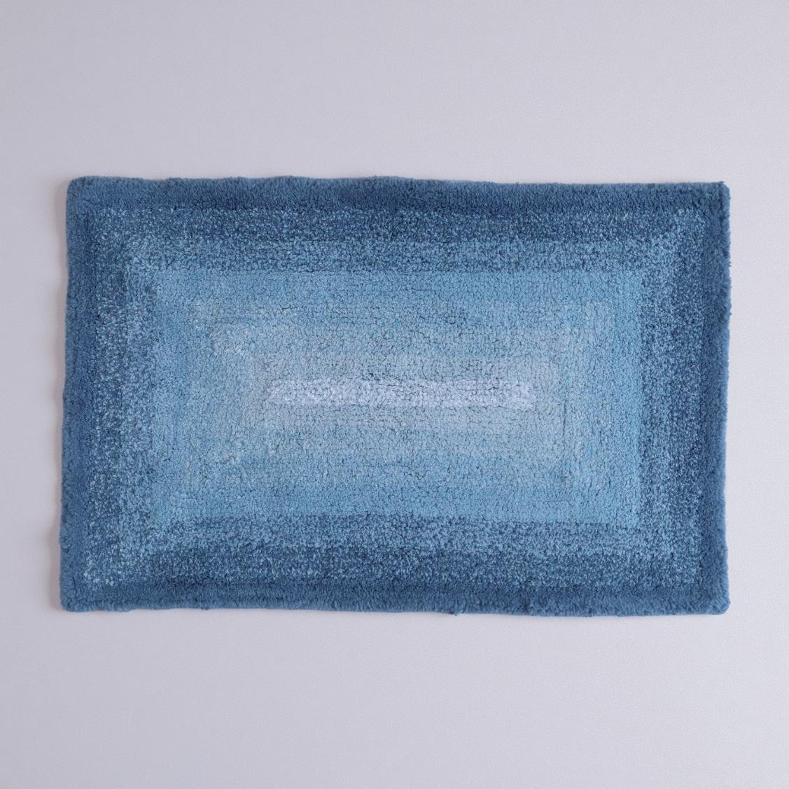 Layera Cotton Bath Mat with Anti-Slip - 40x60cm, Blue