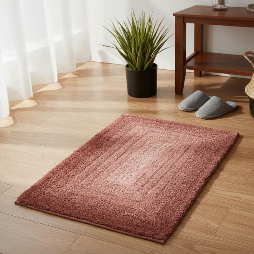 Layera Cotton Bath Mat with Anti-Slip - 40x60cm, Blush