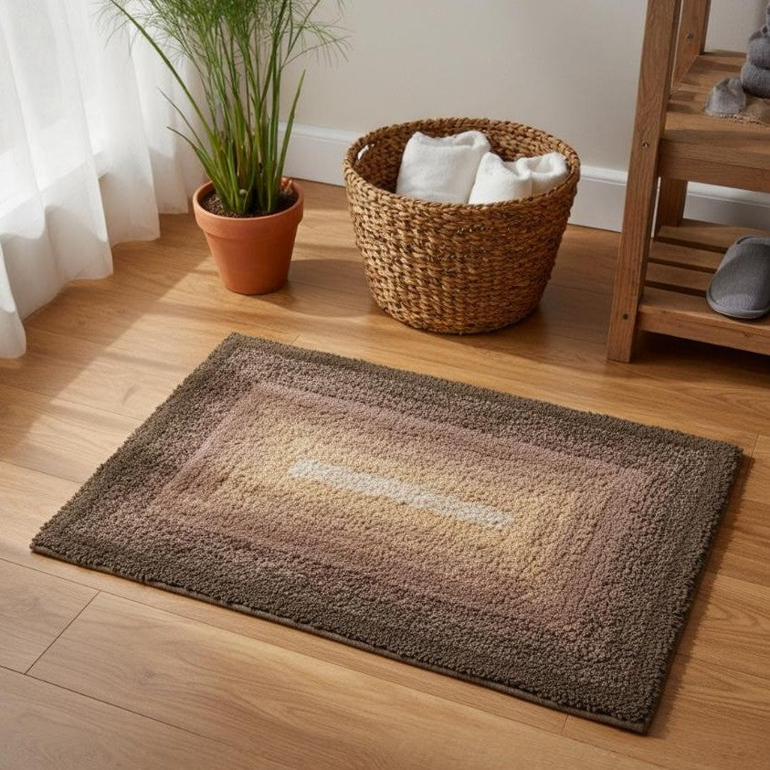 Layera Cotton Bath Mat with Anti-Slip - 50x80cm, Brown