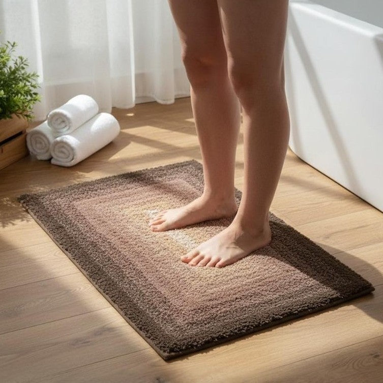 Layera Cotton Bath Mat with Anti-Slip - 50x80cm, Brown