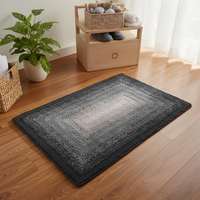 Layera Cotton Bath Mat with Anti-Slip - 50x80cm, Grey