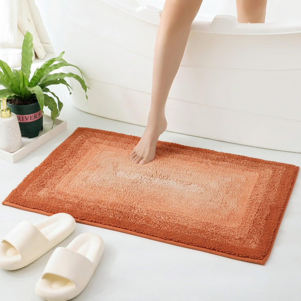 Layera Cotton Bath Mat with Anti-Slip - 50x80cm, Rust