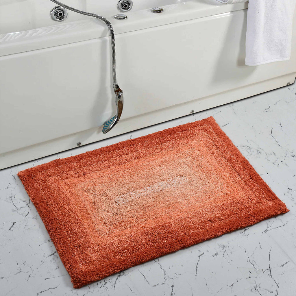 Layera Cotton Bath Mat with Anti-Slip - 40x60cm, Rust