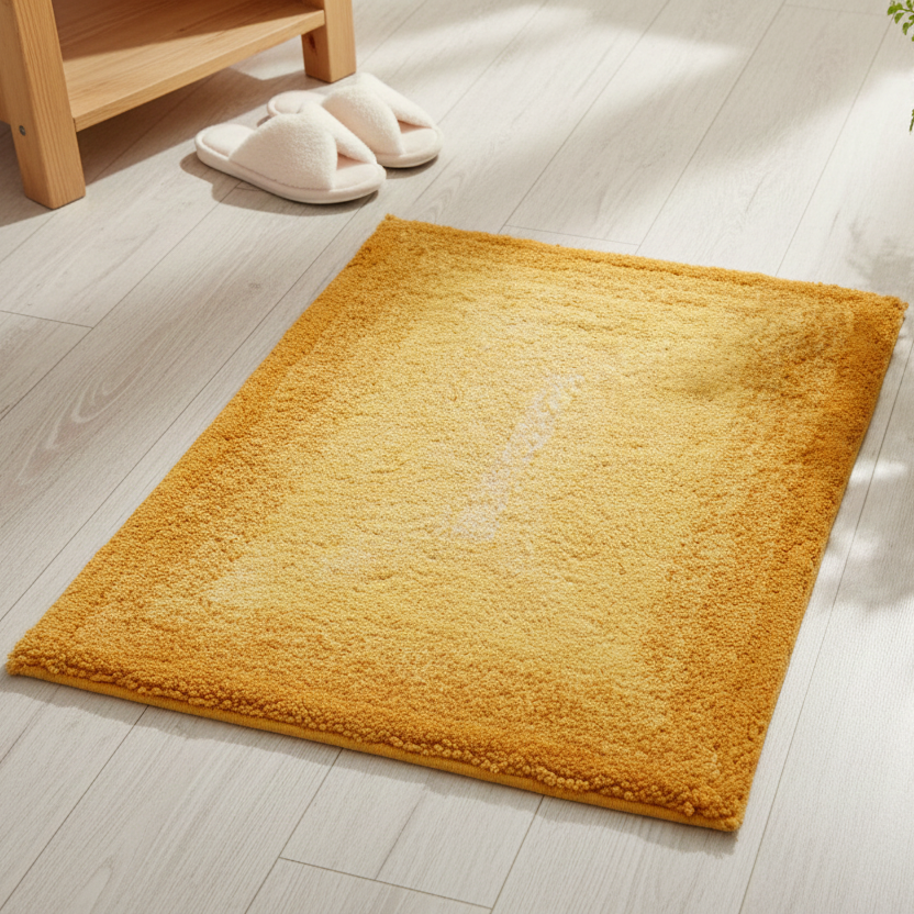 Layera Cotton Bath Mat with Anti-Slip - 50x80cm, Yellow